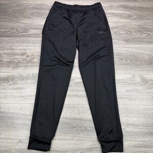 Adidas Track Pants Mens Small Triple Black Warm Up Joggers Tapered Classic Gym